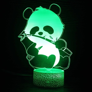 Panda 3D lampe med fjernbetjening - 16 lysfarver - dæmpbar